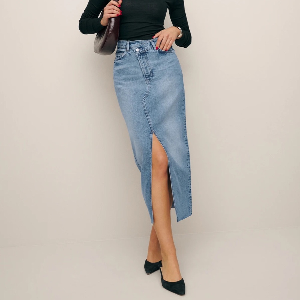 NWT Reformation Nila Long Denim Skirt